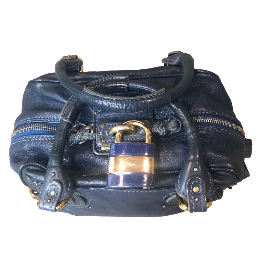 CHLOE Paddington Navy Blue Leather Tote Hand Bag CHLOE Padlock - Picture 3 of 17